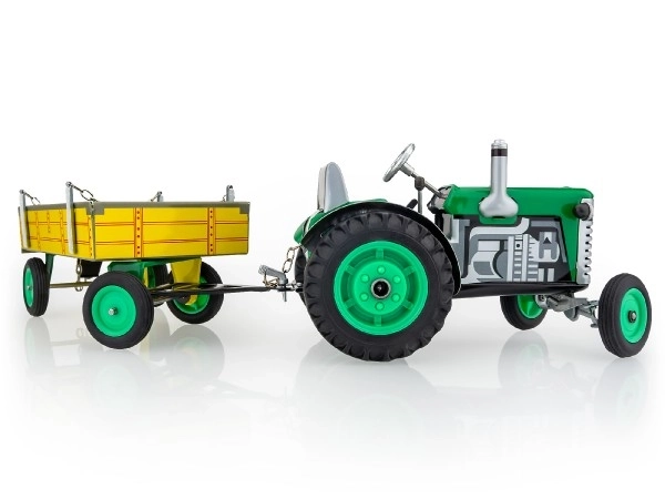 Traktor Zetor s prikolico zelena na ključ kovina 28cm Kovap v škatli