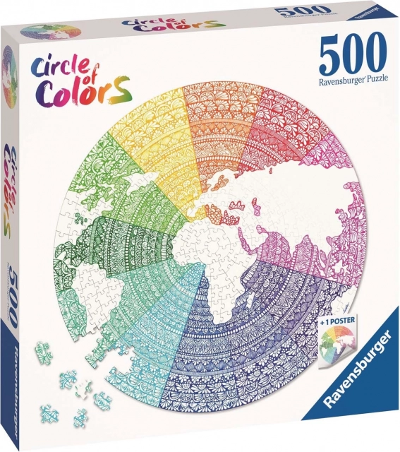 Ravensburger sestavljanka Krog barv Mandala 500 kosov