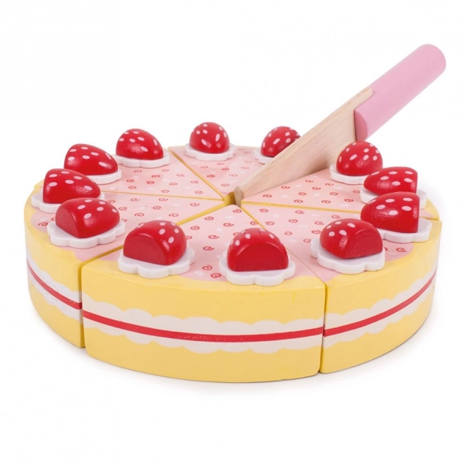 Bigjigs Toys Leseni rezalni kolač z jagodami