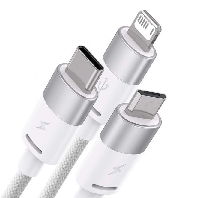 Kabel 3v1 USB Baseus serije StarSpeed, USB-C + mikro + Lightning 3,5A, 1,2 m (bel)
