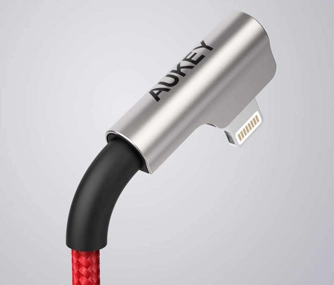 Rdeč nylon kabel USB - Lightning 2m z 90-stopinjskim kotom