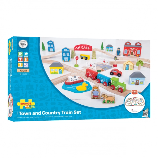 Bigjigs Rail Leseni vlak središče mesto in vas 101 delov