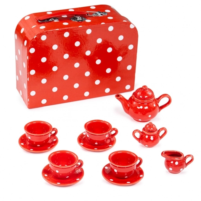 Bigjigs Toys Rdeče pikčast set za čajanke