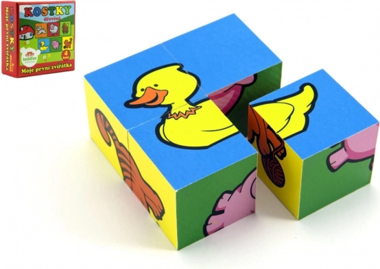 Teddies slikovne kocke Moje prve živalice – 4 lesene kocke