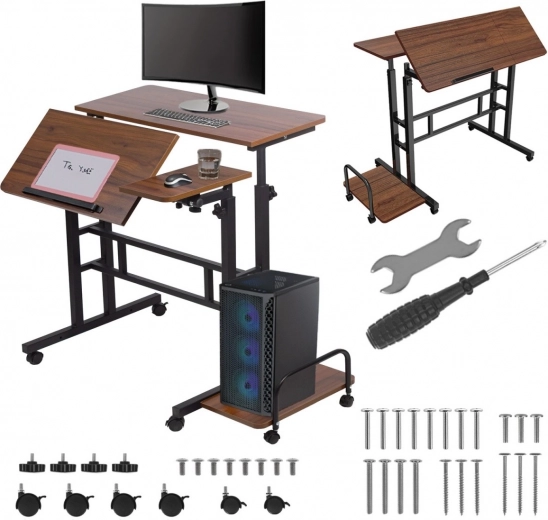 Mobilna konstrukcija s kolesi in stransko polico