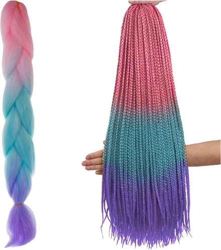Sintetični lasni ombré kitki rožnata/turkizna/vijolična, 60 cm
