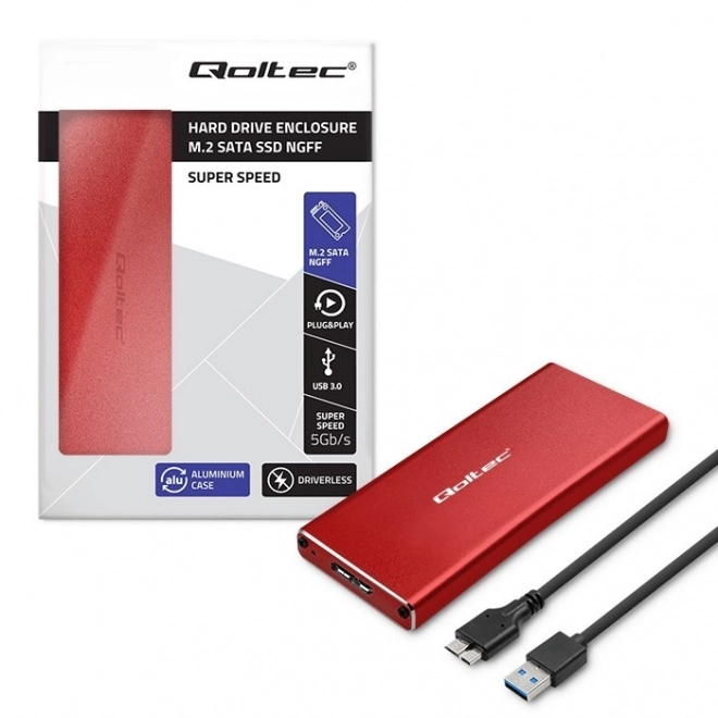 Ohišje | Reža za disk M.2 SSD | SATA | NGFF | USB 3.0 | Superspeed 5Gb/s | 2TB | Rdeča barva