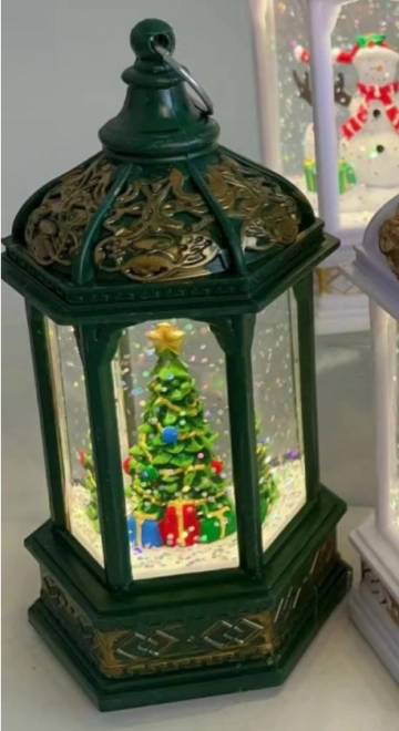 LED božična laterna s bleščicami
