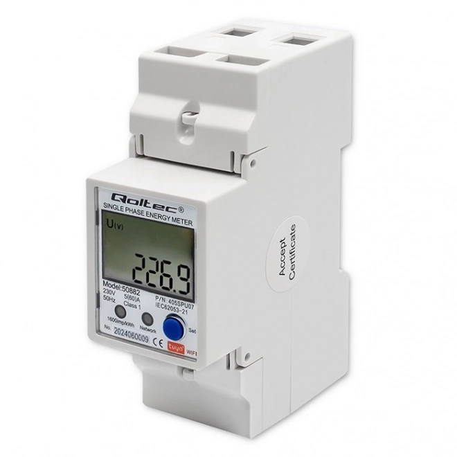 Enofazni elektronski števec električne energije | DIN letev | 230V | LCD | Wi-Fi