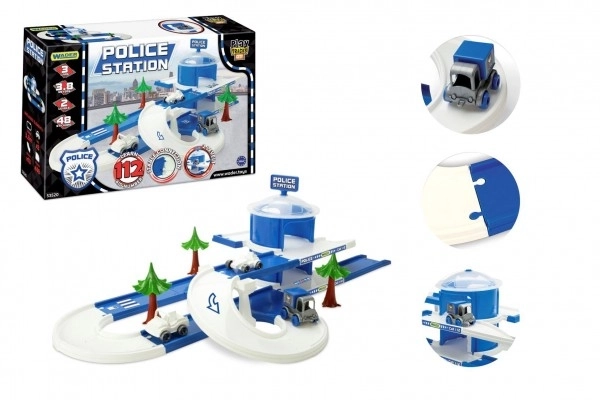 Garaža+steza Kid Cars 3D Policija plast 3,8m v škatli 59x40x15cm 12m+ Wader