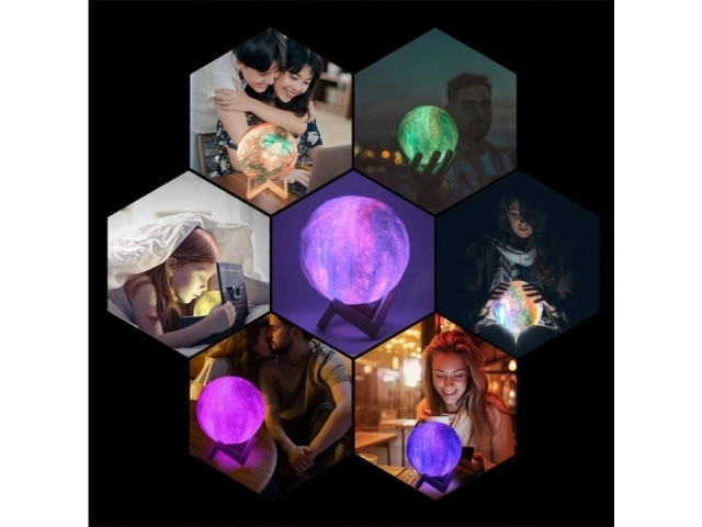 Nočna lučka GALAXY 3D z barvno RGB osvetlitvijo + daljinski upravljalnik