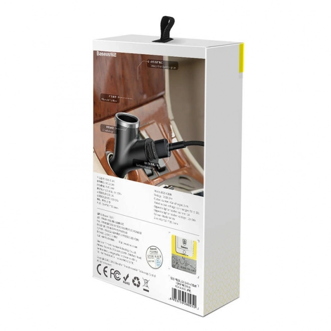 Avtopolnilec Baseus tipa Y 2xUSB 3,4A 40W (črna)