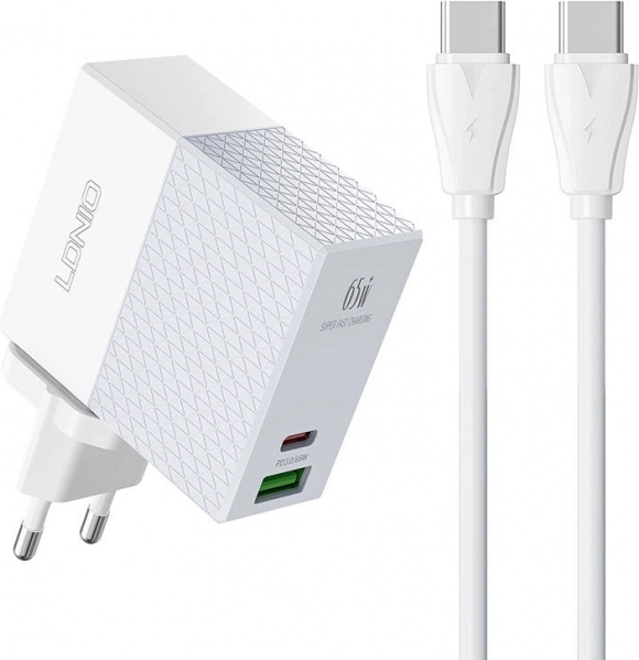Polnilnik LDNIO 65W z USB in USB‑C priključki