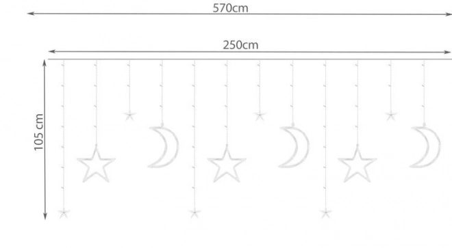 LED barvna zavesa z zvezdicami in meseci - 5 m, 138 LED