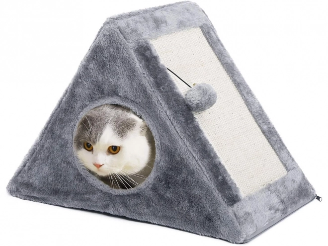 Triangularno praskalno in hiša za mačke z žogico