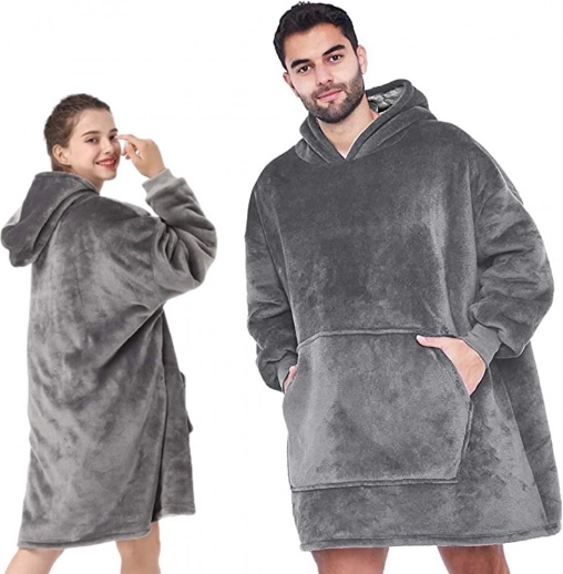 Topla oversize odeja-pulover siva