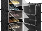Modularni regal za čevlje z vratci, 6 nivojev (3 moduli)