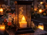 Solarna lanterna z LED-svečko 14 × 14 × 28 cm