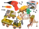 Farma za otroke – razstavljiv traktor, kombajn in živali z akumulatorskim vrtalnikom