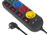 Razdelilec vtičnice s stikali 4 vtičnice + 2xUSB črna