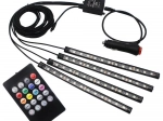 LED notranja osvetlitev avtomobila Pilot Light Bar 4×12 LED RGB z daljinskim upravljalnikom