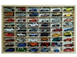 Lesena polica za avtomobilčke s 54 predalčki