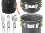 Zložljiv turistični set posode TRIZAND 1,2 l iz aluminija za kampiranje in trekking