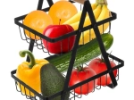 Dvonadstropna kovinska košara za sadje in zelenjavo RUHHY, črna mat