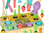 Lesena montessori igra – magnetni ribolov, črvički in korenčke