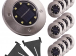 Vgradne solarne vrtne luči s senzorjem somraka, 8 LED, hladno bela, komplet 12 kosov