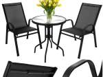 Balkonski bistro set GARDLOV – mizica in 2 stola, črna