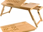 Nastavljiva bambusova mizica za prenosnik 17″ z ventilacijo in predalčkom