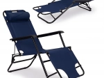 Garden folding lounger with headrest, blue – MultiGarden