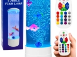 Dekorativna nočna LED lučka v obliki akvarija z ribicami RGB (16 barv), bela, USB