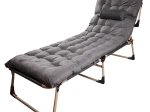 Folding camping cot with mattress 193 cm, dark gray