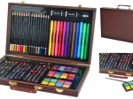 Slikarski komplet 81 delov v lesenem kovčku