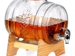 Glass Beverage Dispenser with Tap and Wooden Stand 5 L