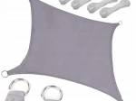 Vrtna senčilna pravokotna ponjava 4 × 3 m, vodoodbojna, siva