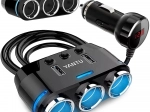 Razdelilec za avto s 3 vtičnicami za vžigalnik in 2 USB, voltmeter