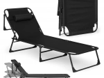 Zložljiv vrtni ležalnik s blazino, črne barve, MultiGarden