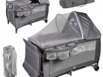 Potovalna otroška posteljica z dvema nivojema in previjalno mizo, do 15 kg