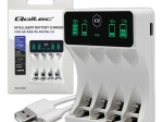 Polnilec za baterije Ni-MH AA/AAA z LCD in kablom USB‑C, bel