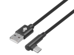 USB na USB-C kabel 1,5 m s pravim kotom, črn pleten
