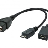 USB OTG adapter Micro‑USB na USB 2.0 z dodatnim napajanjem 15 cm