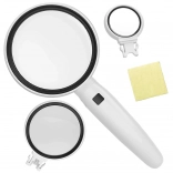 ročna lupa z LED osvetlitvijo in zamenljivimi lečami 3,5x/5x/11x