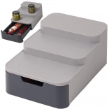 Tropoštni kuhinjski organizator s predalom, siv plast