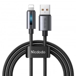 USB kabel McDodo z LED osvetlitvijo 1,2 m črn