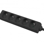 Podaljšek 3 m, črn, 5 vtičnic, bakreni kabel