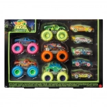 Komplet HOT WHEELS MONSTER TRUCKS 1:64, sveti v temi, 10 kosov