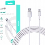 Aukey USB‑C na USB‑A kabel 1 m 60 W PD z najlonskim pletenjem bel